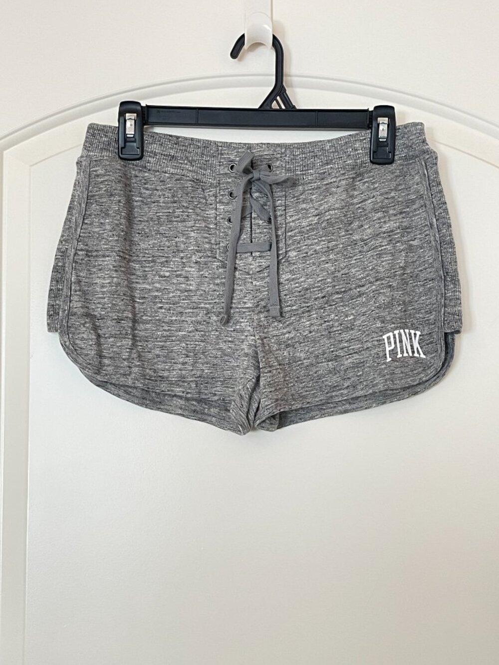 New Victoria's Secret PINK Shorts Lace Up Gray Small